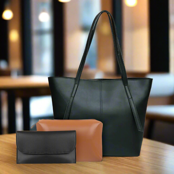 Nova Tote Black 3pc Bag