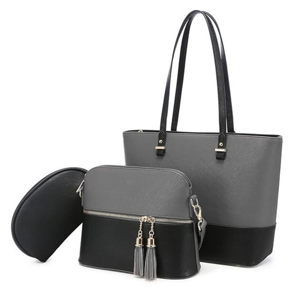 GRACE TOTE Bag 3pc GREY / BLACK
