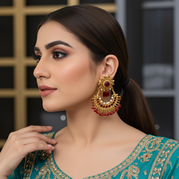 Malika Chand balis Maroon Earrings