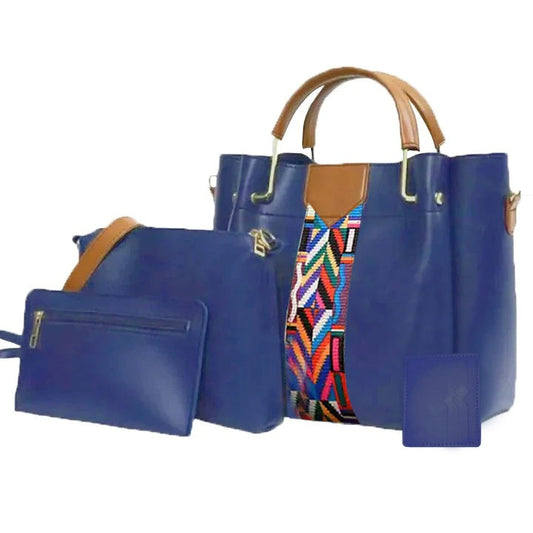 4 piece Handbag Blue
