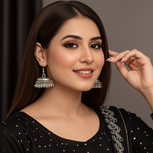 Traditional Ghungroo Silver Jhumkas earrings