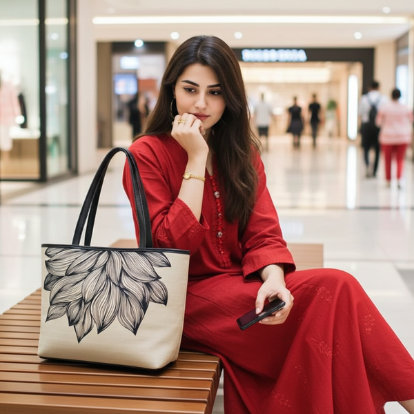 Lotus Canvas Tote Bag