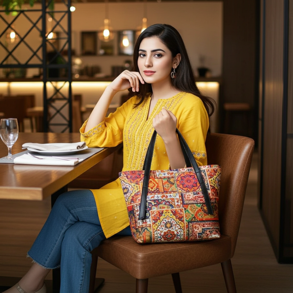 Rhea Black Canvas Tote